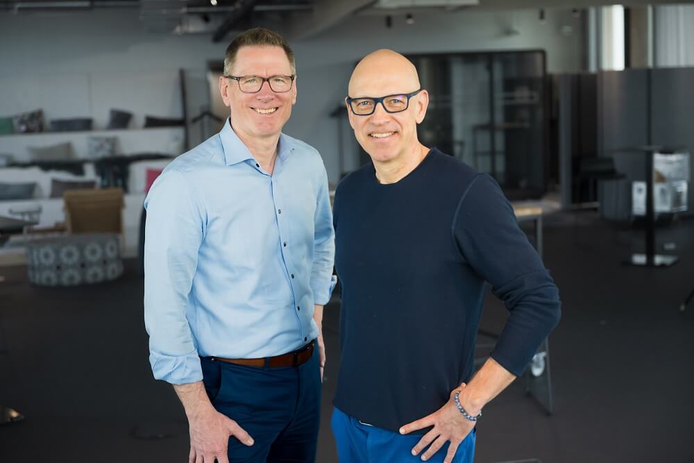 Geschäftsführer Rüdiger Bleckmann und Maik Schulze im Büro